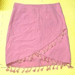 Light Pink Wrap Skirt with Fringe